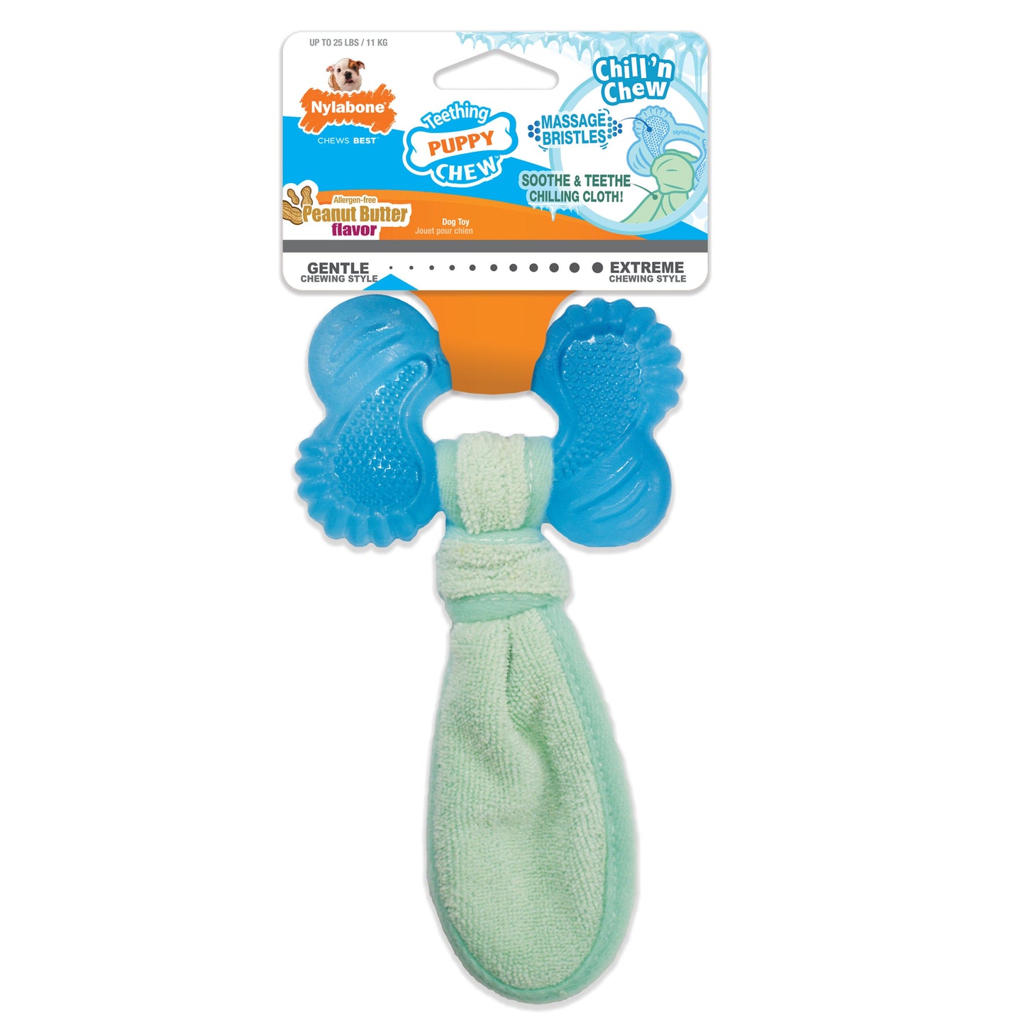 Nylabone Puppy Chew Freezer Dog Toy Peanut Butter, 1ea/SMall/Regular  Up To 25 Ibs. 1 ct