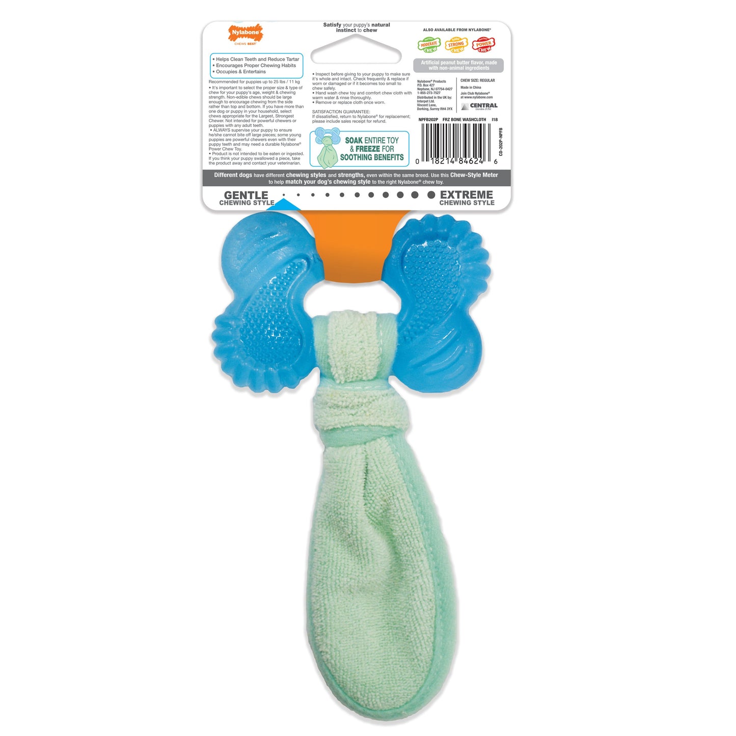 Nylabone Puppy Chew Freezer Dog Toy Peanut Butter, 1ea/SMall/Regular  Up To 25 Ibs. 1 ct