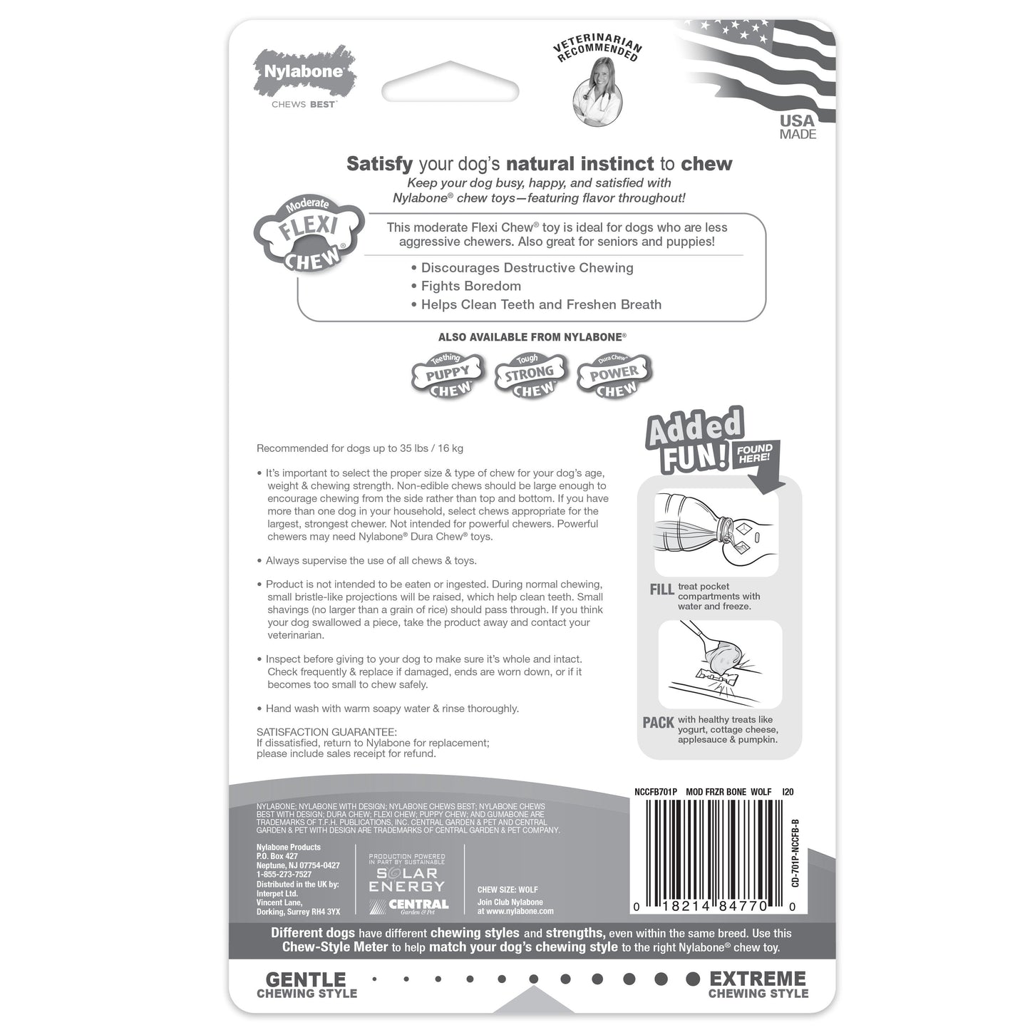 Nylabone Flexi Chew Chill Chew Toy with Treat Pockets Chicken, Blue, 1ea/Medium 1 ct