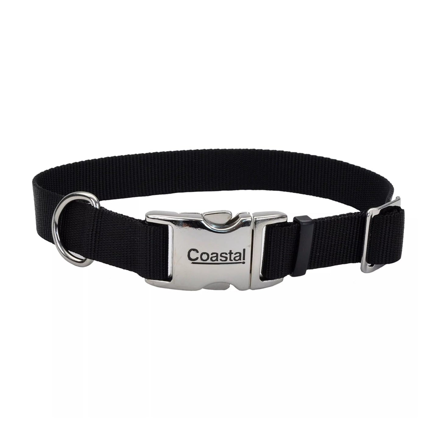 Coastal Adjustable Nylon Dog Collar with Titan Metal Buckle Black 1ea/1 In X 18-26 in – Large