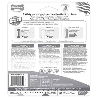 Nylabone Puppy Starter Kit Dog Chew Toys  Treat Chicken  Bacon, 1ea/SMall/Regular  Up To 25 Ibs. 3 ct