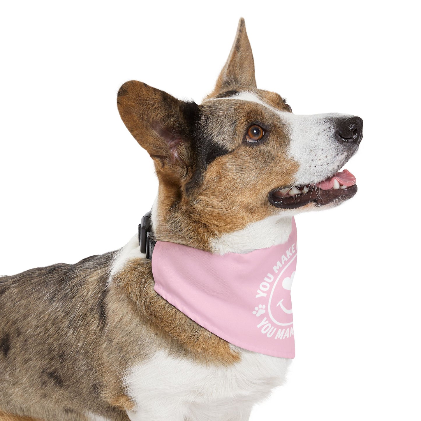 Loves And Hugs | "You Make Me Happy" – Pet Bandana Collar ( Pink )