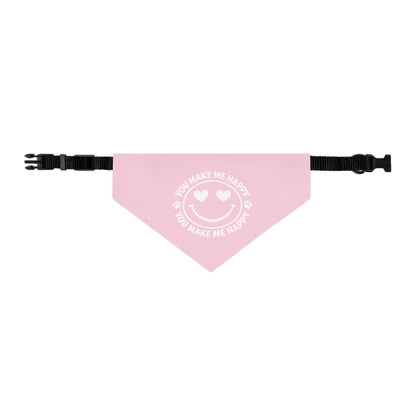 Loves And Hugs | "You Make Me Happy" – Pet Bandana Collar ( Pink )