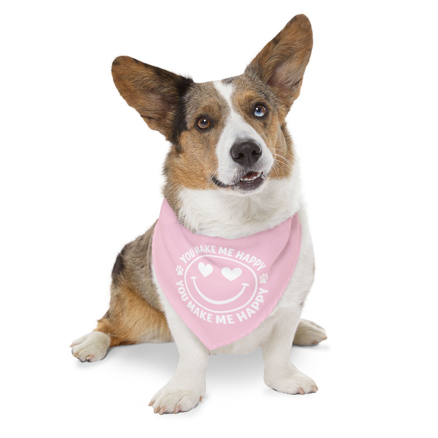 Loves And Hugs | "You Make Me Happy" – Pet Bandana Collar ( Pink )