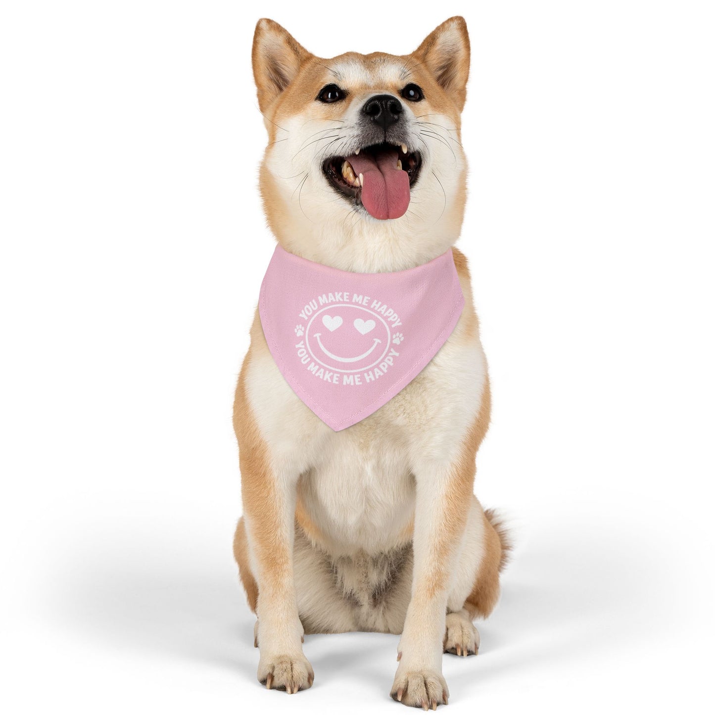 Loves And Hugs | "You Make Me Happy" – Pet Bandana Collar ( Pink )