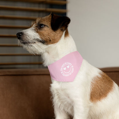Loves And Hugs | "You Make Me Happy" – Pet Bandana Collar ( Pink )
