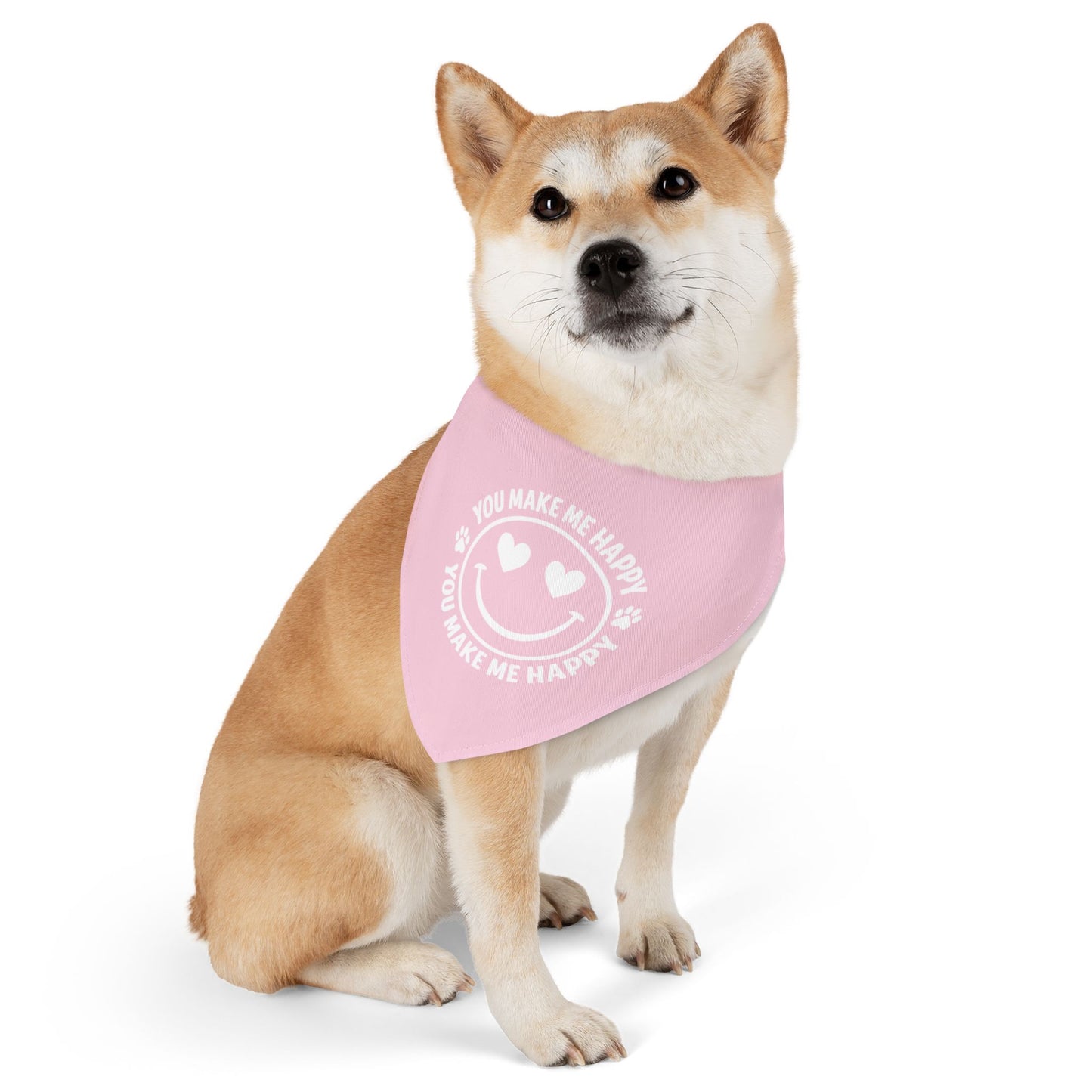 Loves And Hugs | "You Make Me Happy" – Pet Bandana Collar ( Pink )