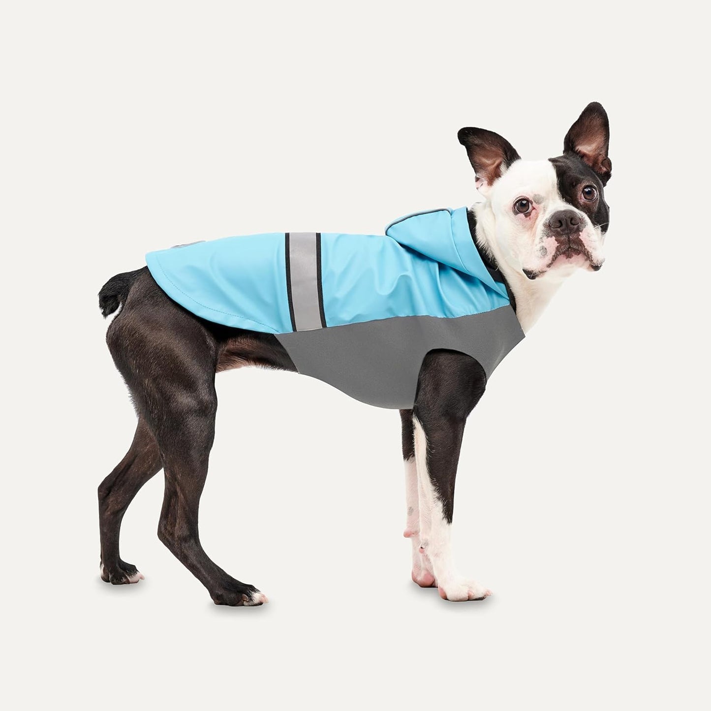 Goo-Eez Reflective Hooded Raincoat Baby Blue/Grey Large