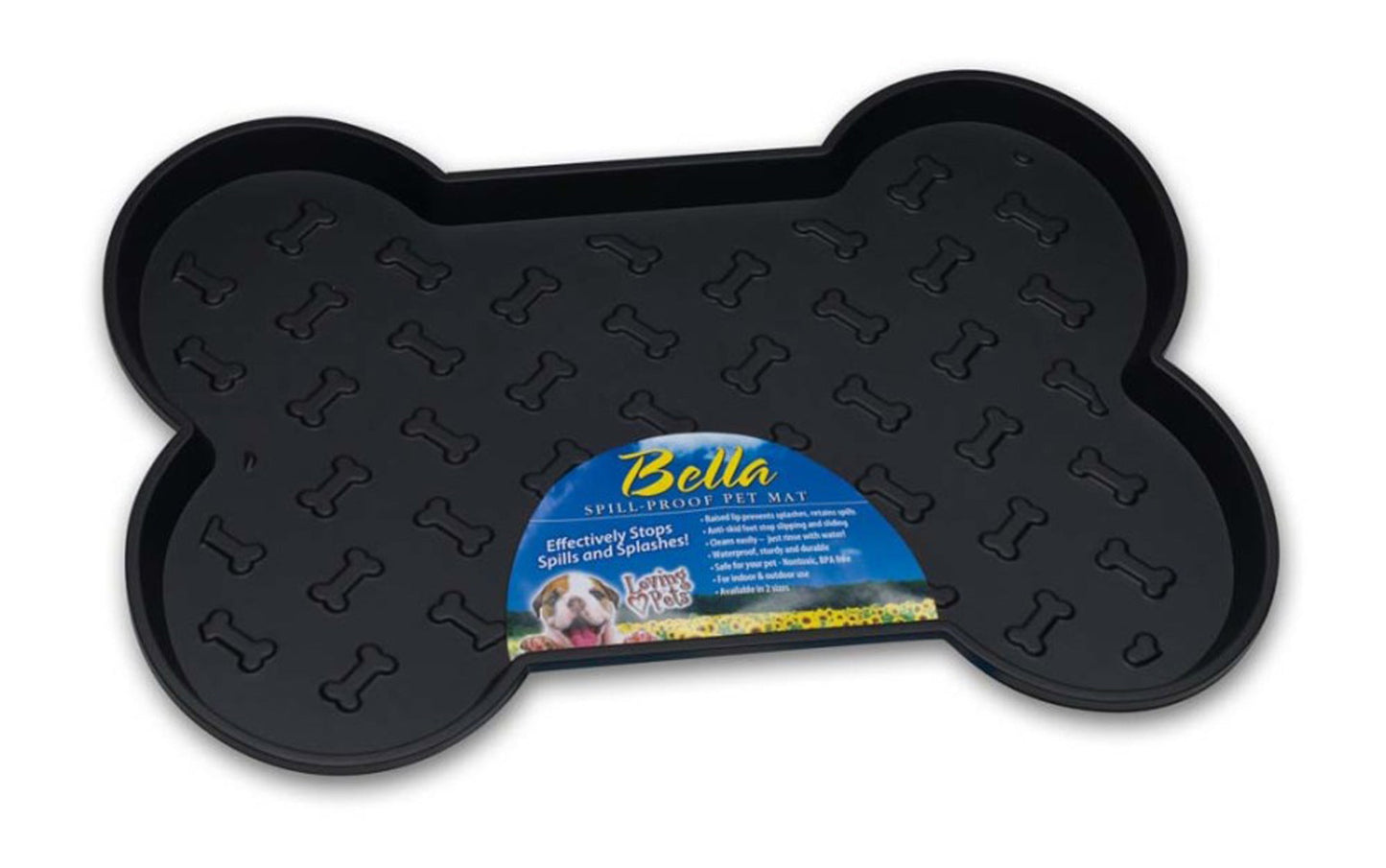 Loving Pets SpillProof Bone Shaped Dog Mat Black, 1ea/SM