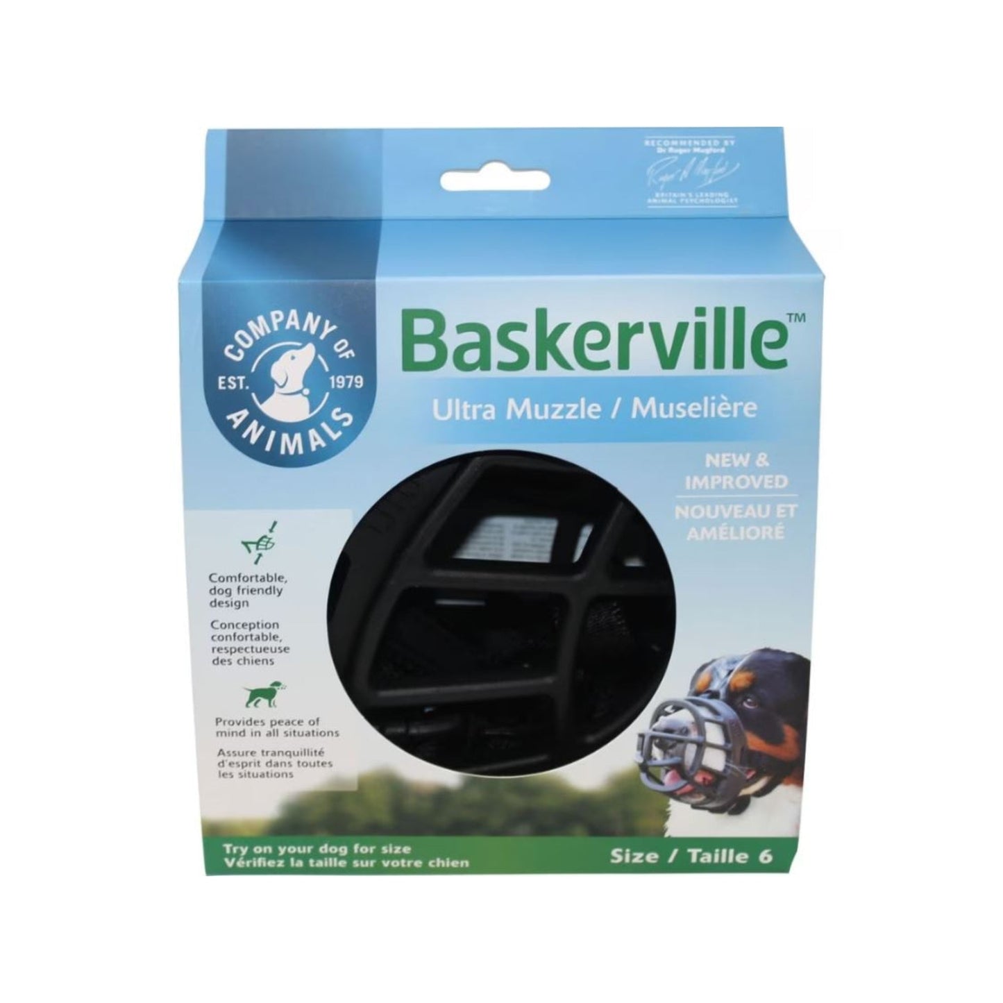 Baskerville Ultra Moldable Muzzle Black Size 6/XXL