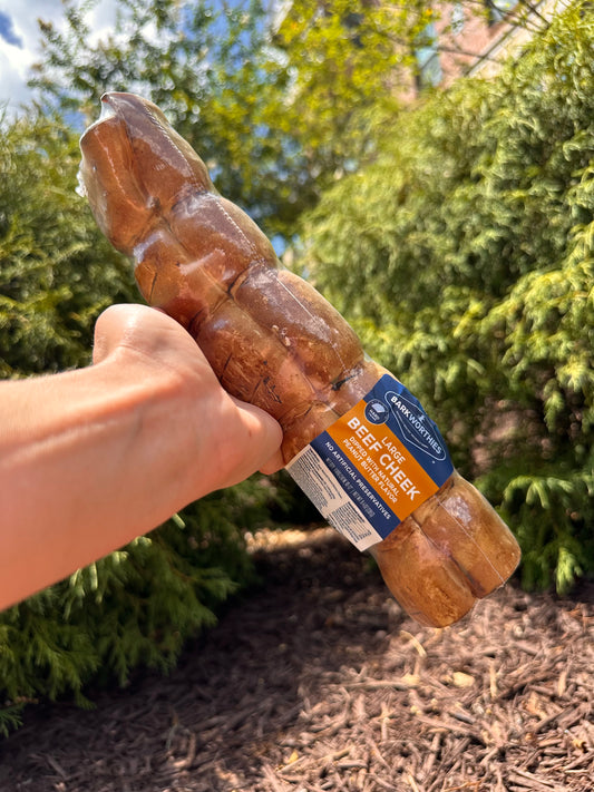 Barkworthies Beef Cheek Roll Dipped in Peanut Butter Dog Treat 6ea/LG