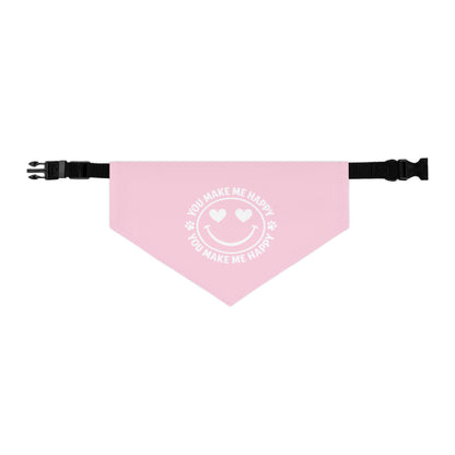 Loves And Hugs | "You Make Me Happy" – Pet Bandana Collar ( Pink )